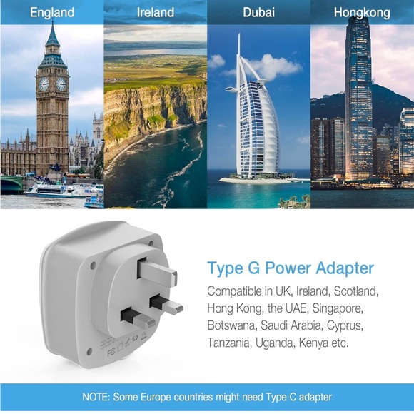 Travel Plug Adapter, TESSAN International Power Adaptor with USB Charger America - Picture 6 of 7